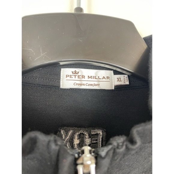 Peter Millar Golf Pullover Mens XL Black Crown Comfort Quarter Zip Fox Networks - Picture 4 of 10